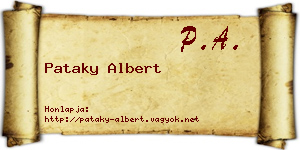 Pataky Albert névjegykártya